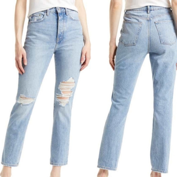 NWT Lovers + Friends Reece High WaistStraight Leg Jeans Rigid Slim Women's 26